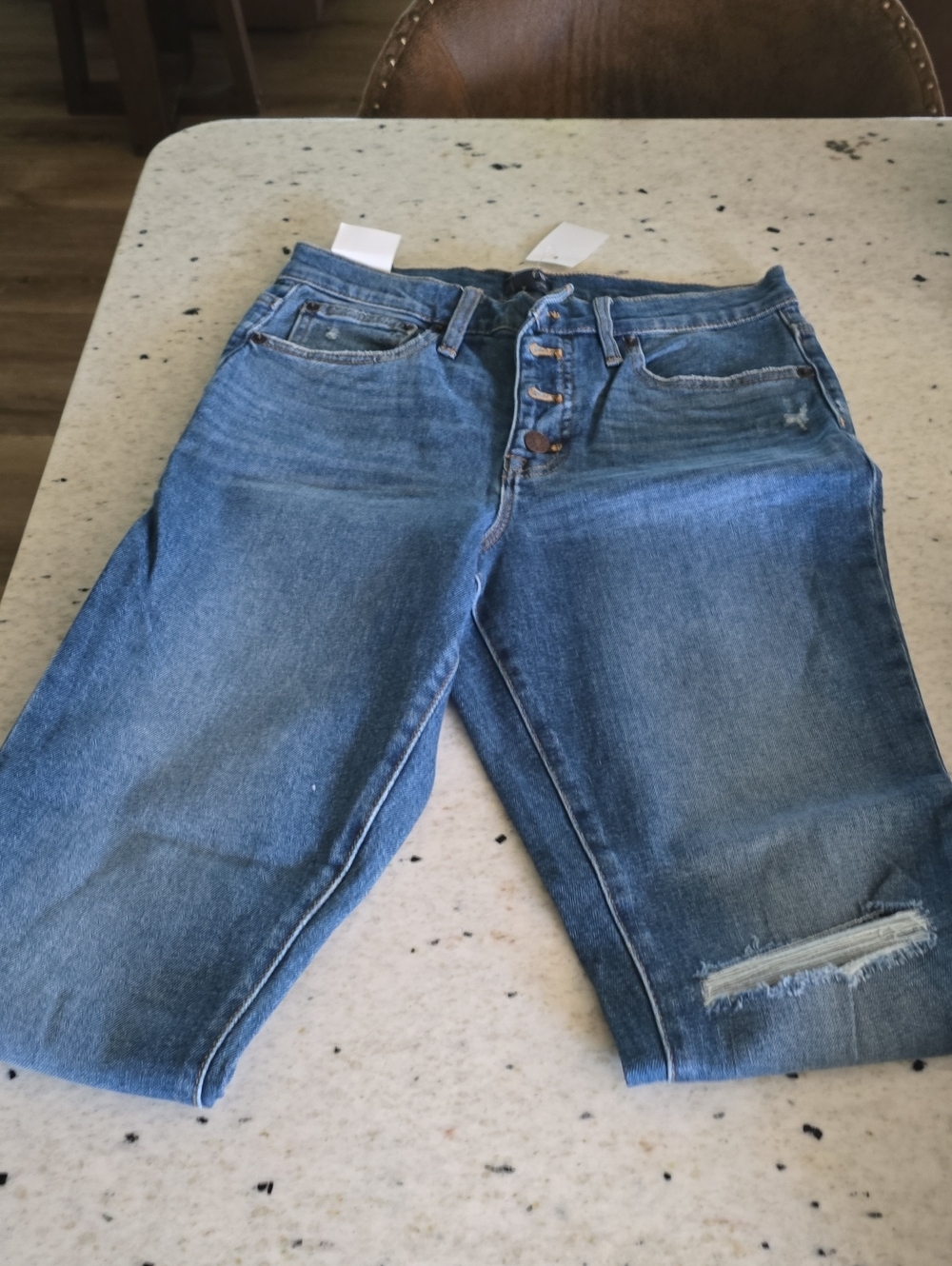 Women's J Crew Blue Distressed High-Rise Button-Fly Jeans
